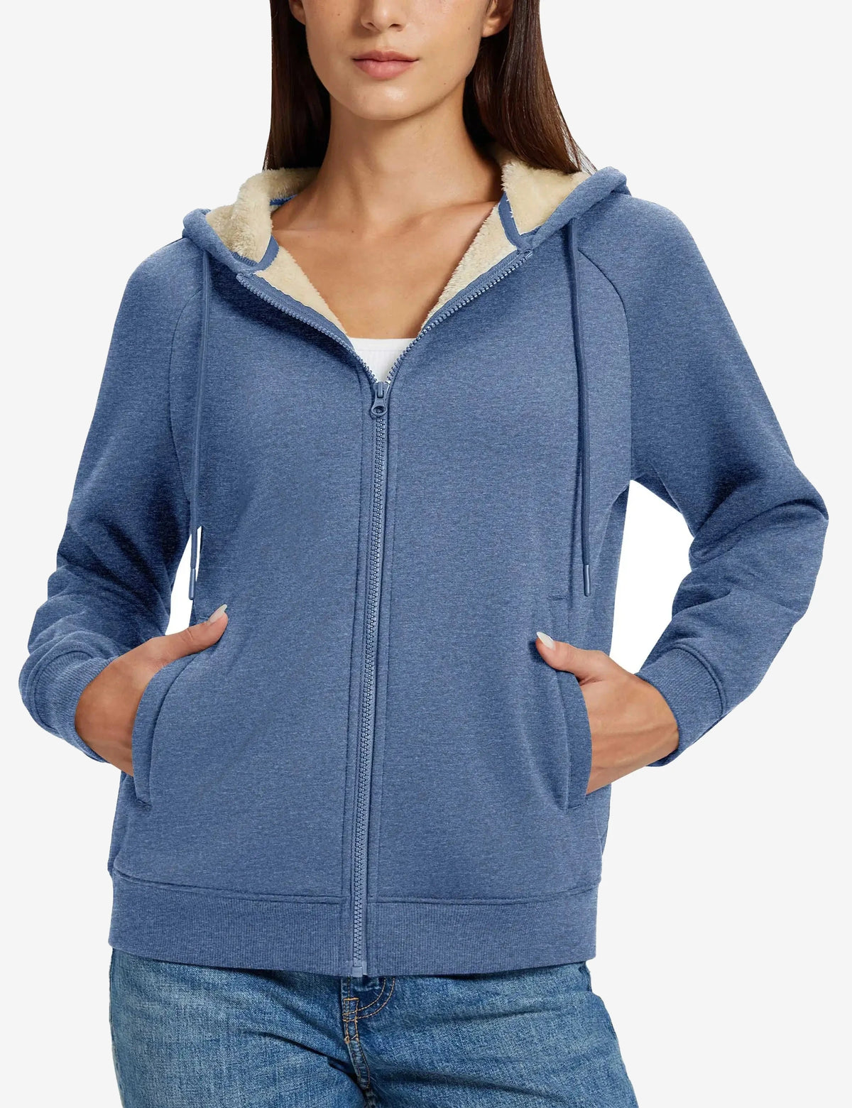 Sweat polaire zippé à capuche femme