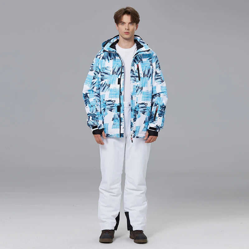 Veste de ski imprimée à capuche homme