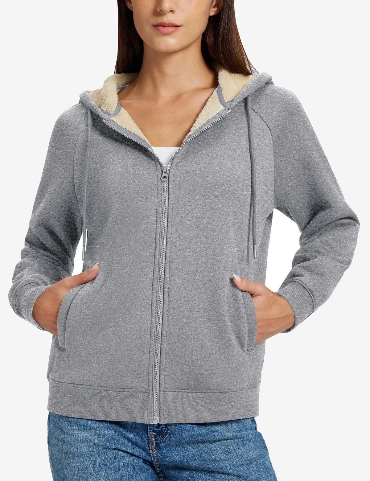 Sweat polaire zippé à capuche femme