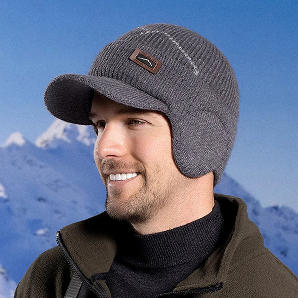 Bonnet homme à visière et cache-oreilles