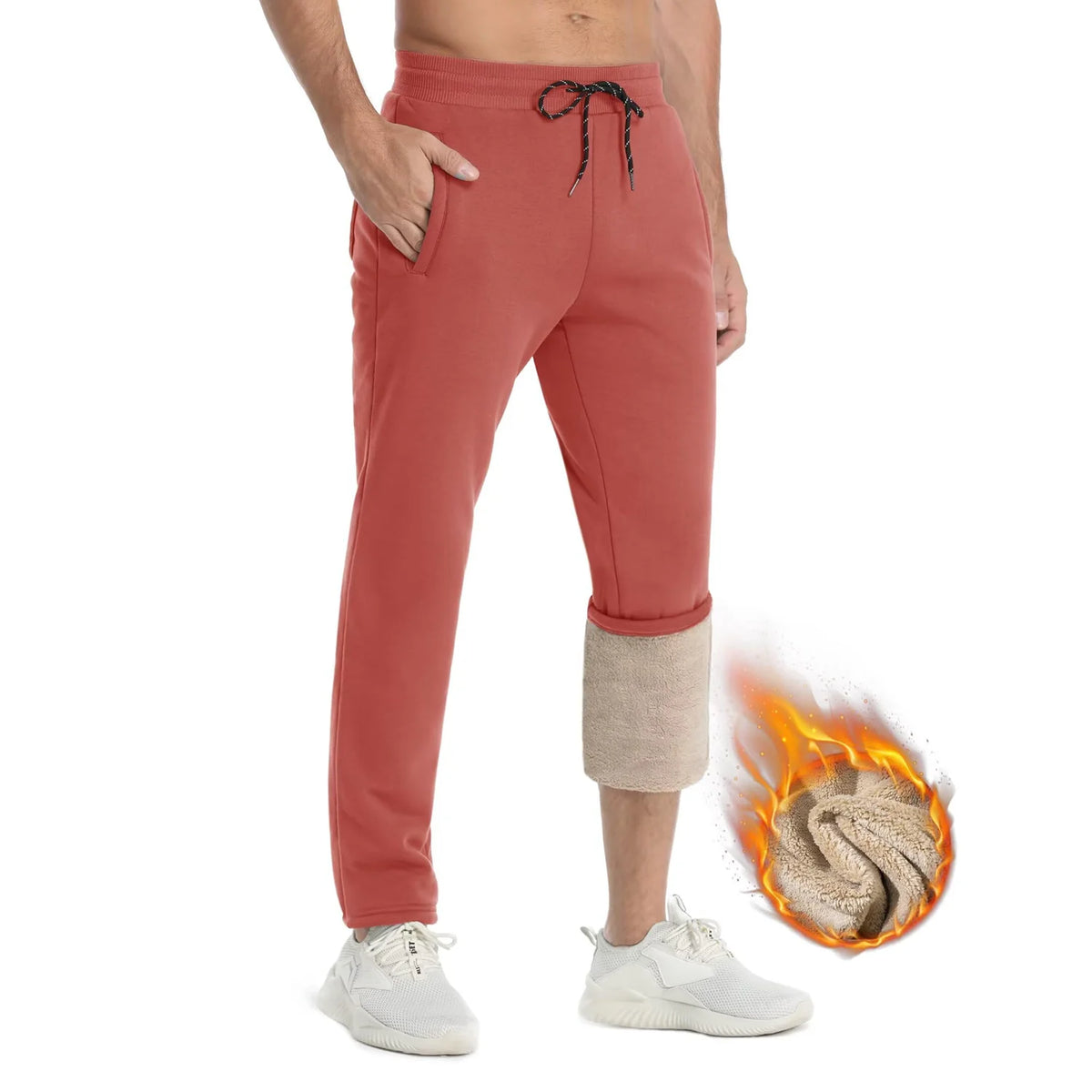 Pantalon de jogging doublé sherpa en coton homme