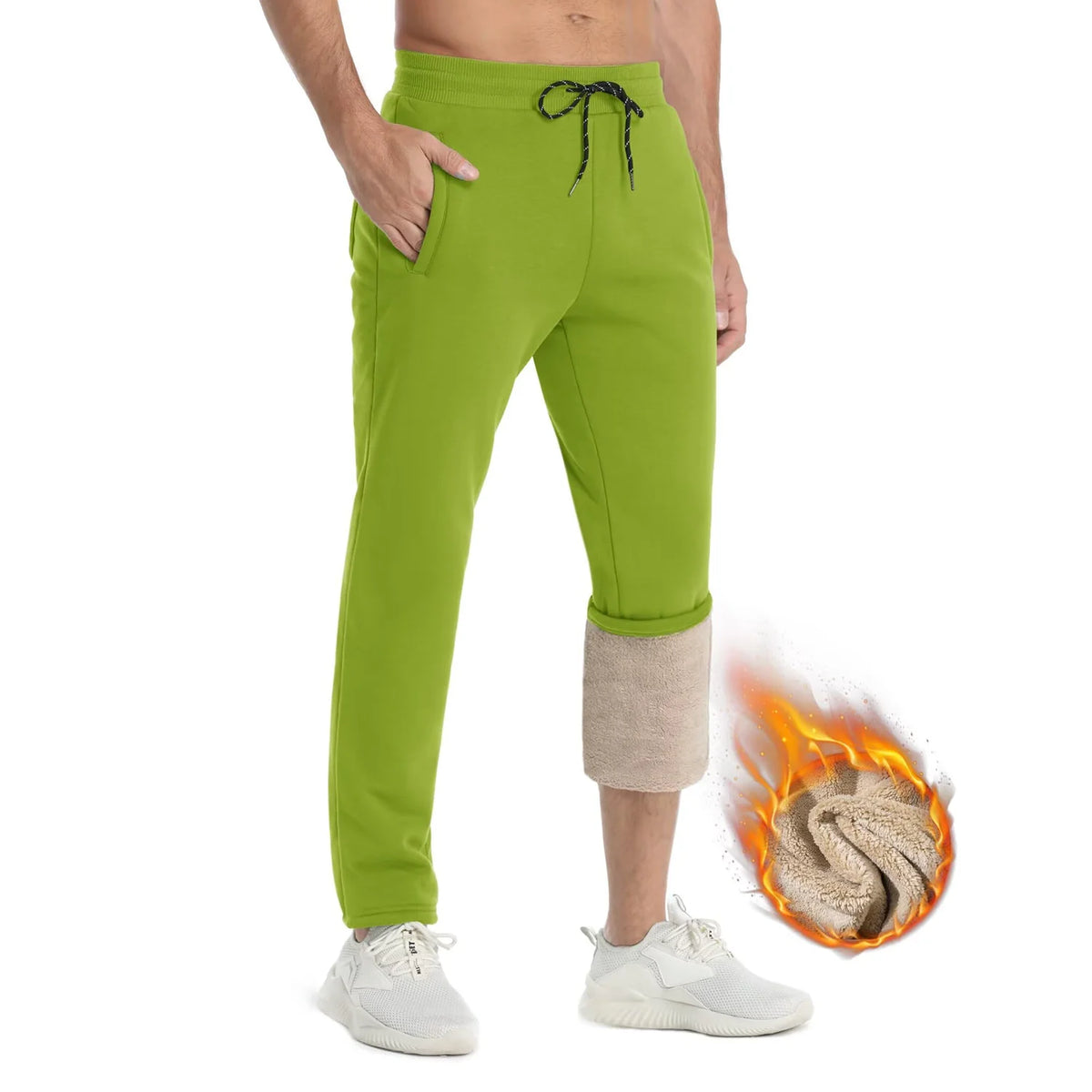 Pantalon de jogging doublé sherpa en coton homme