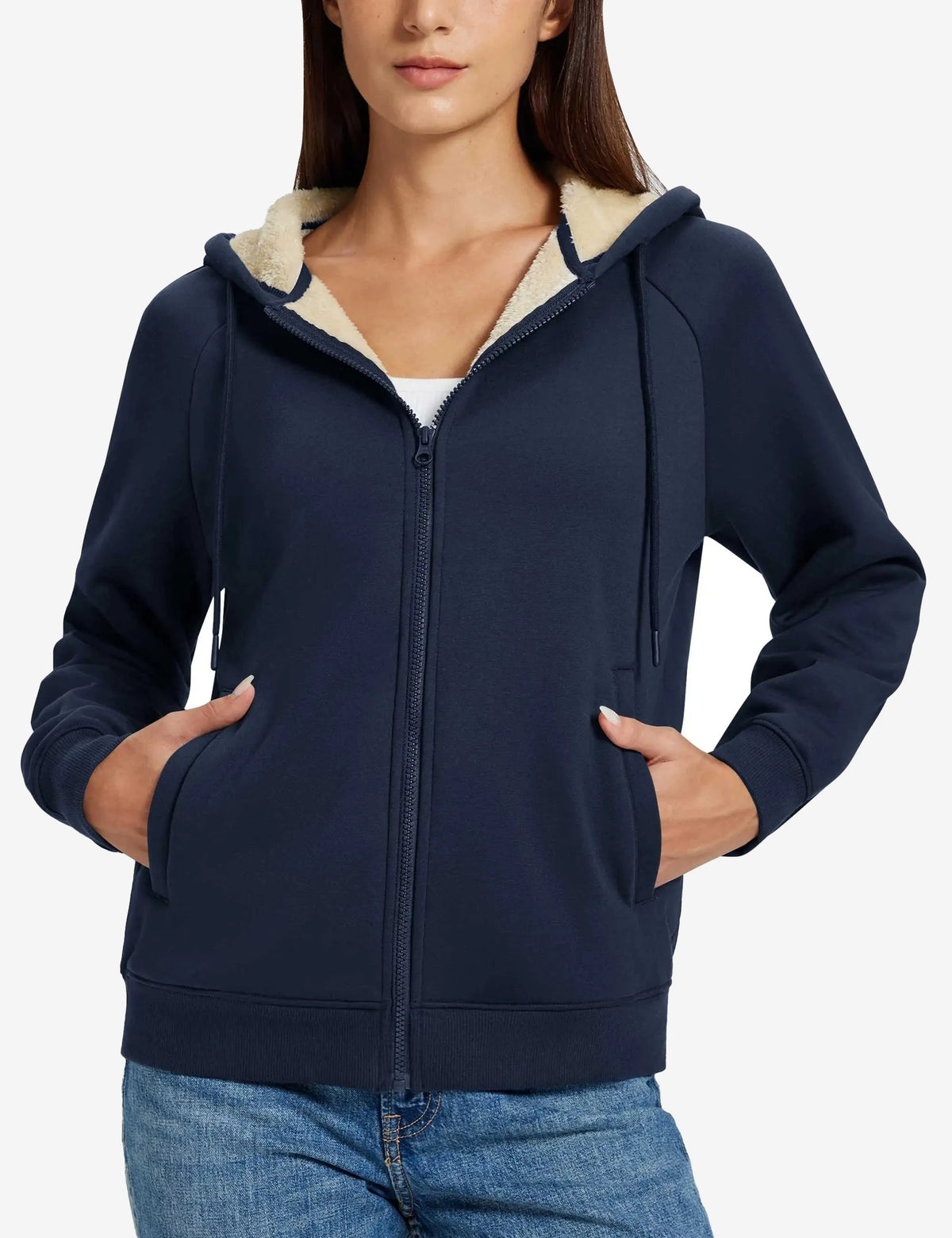 Sweat polaire zippé à capuche femme