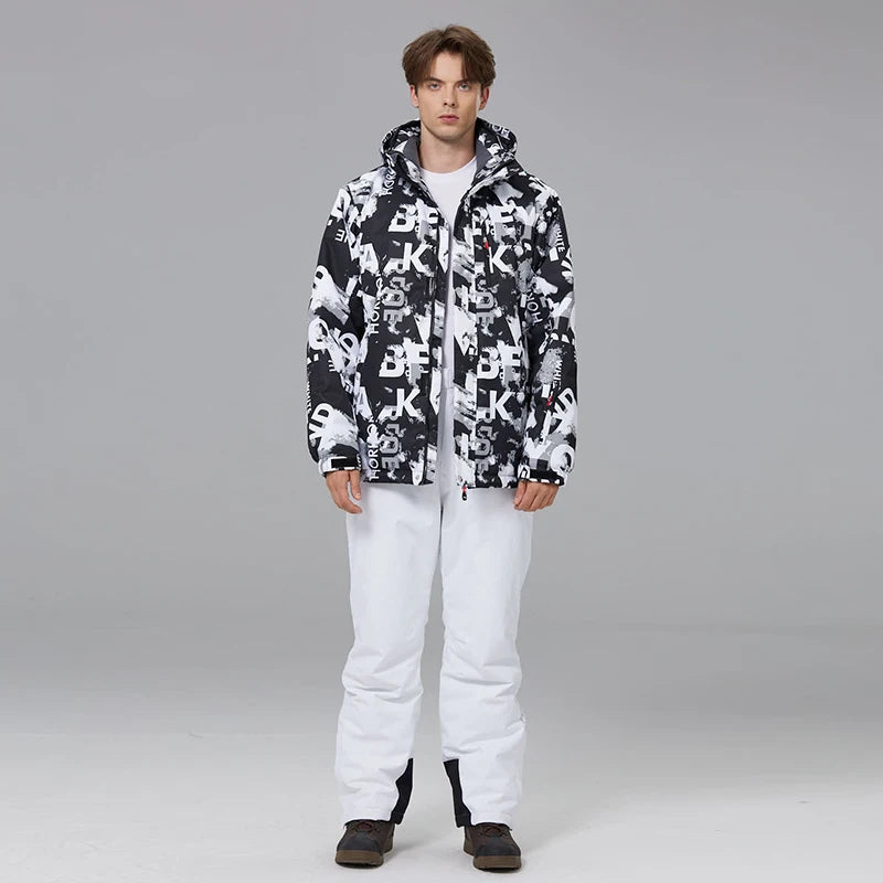 Veste de ski imprimée à capuche homme