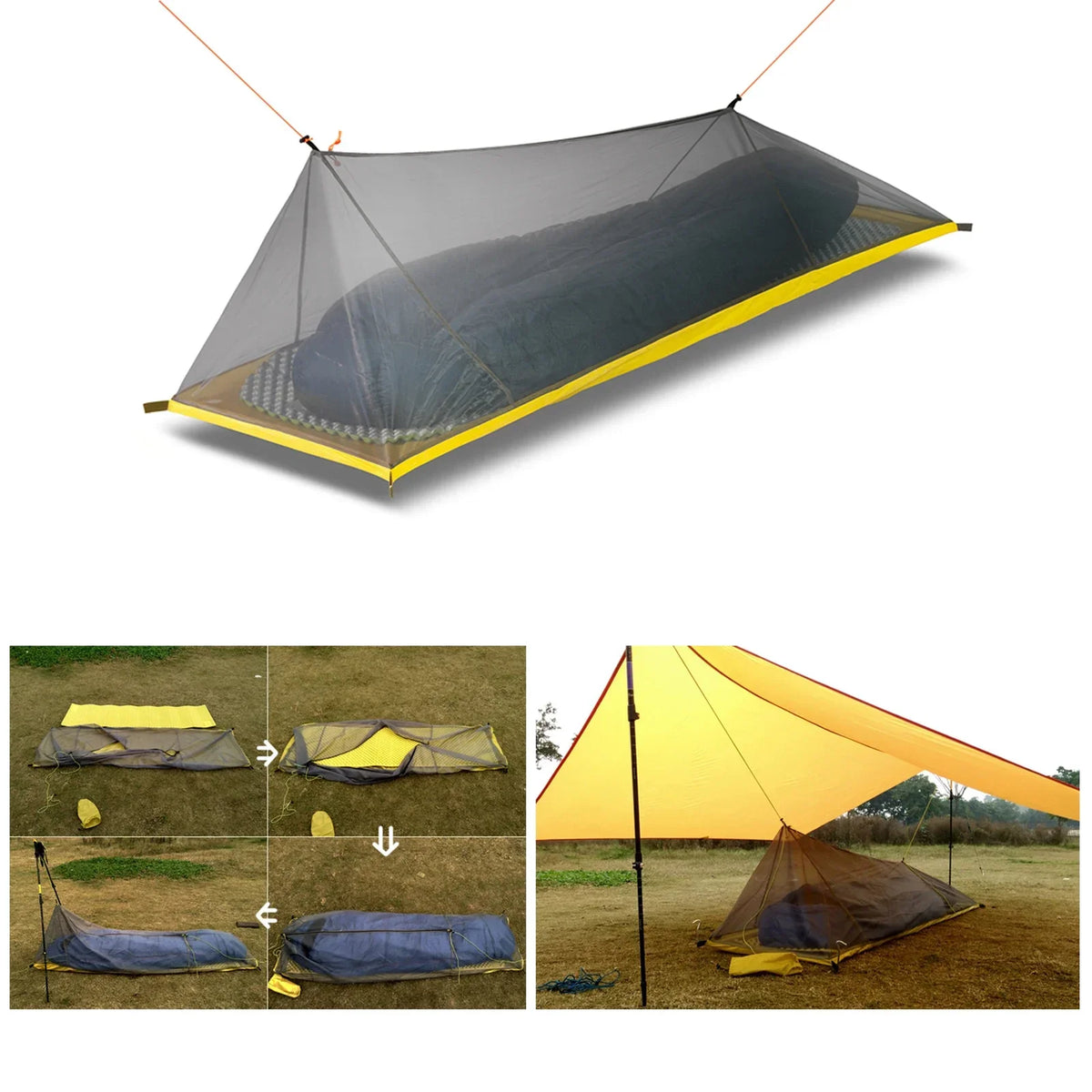 Tente de camping ultralégère 1 personne (230 g/260 g)