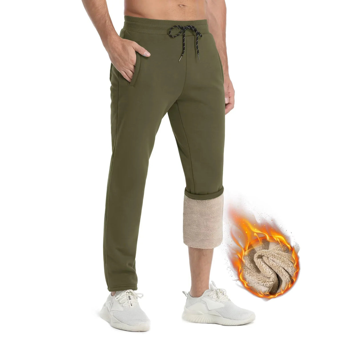 Pantalon de jogging doublé sherpa en coton homme