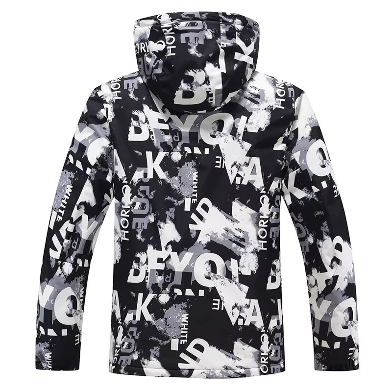 Veste de ski imprimée à capuche homme