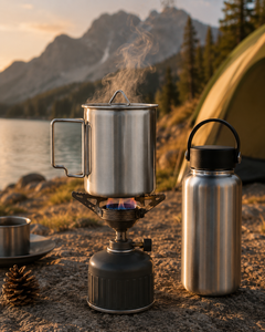 Gourde acier inoxydable + tasse intégrée