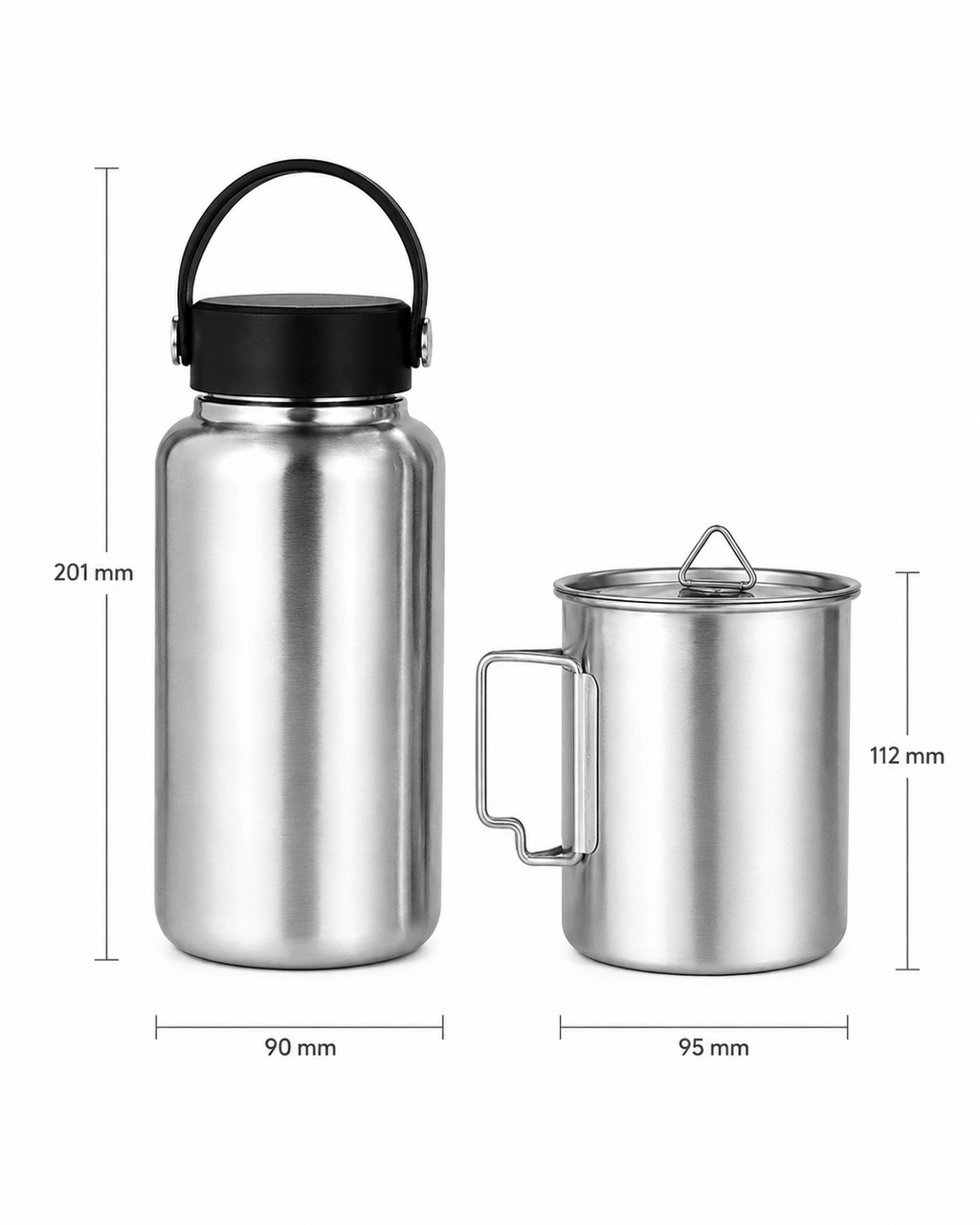 Gourde acier inoxydable + tasse intégrée
