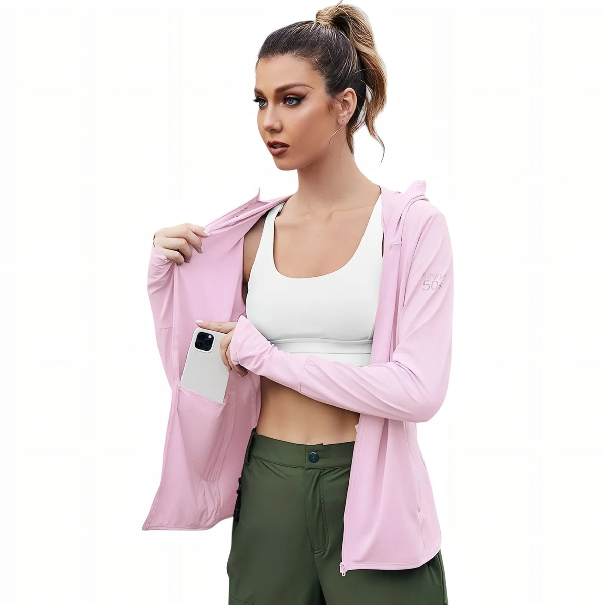 Veste à capuche randonnée anti UV femme UPF50+