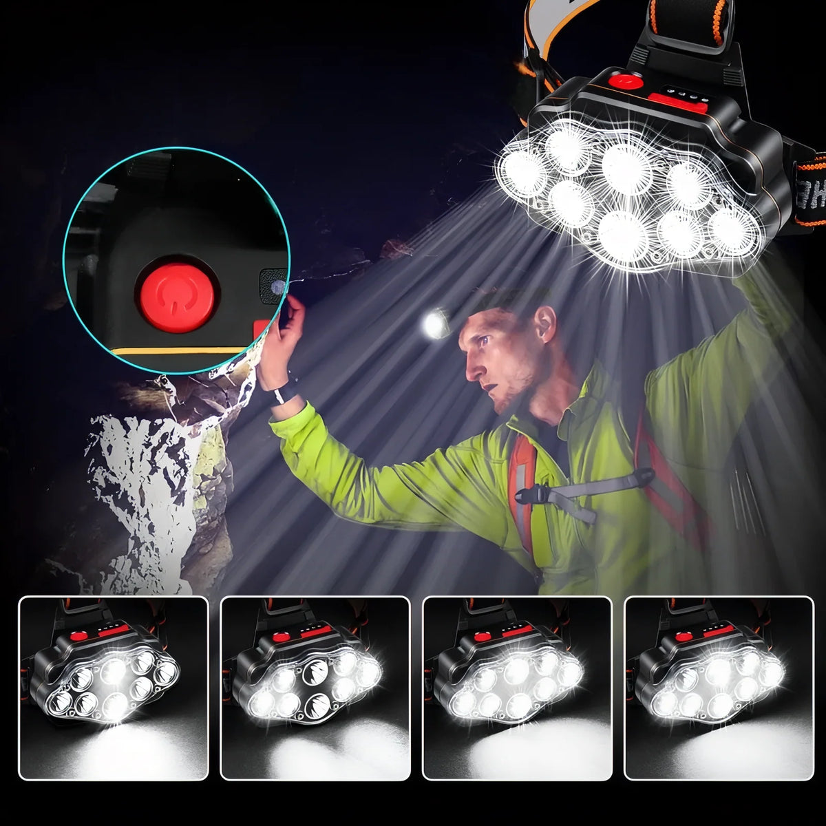 Lampe frontale de randonnée 8 LED