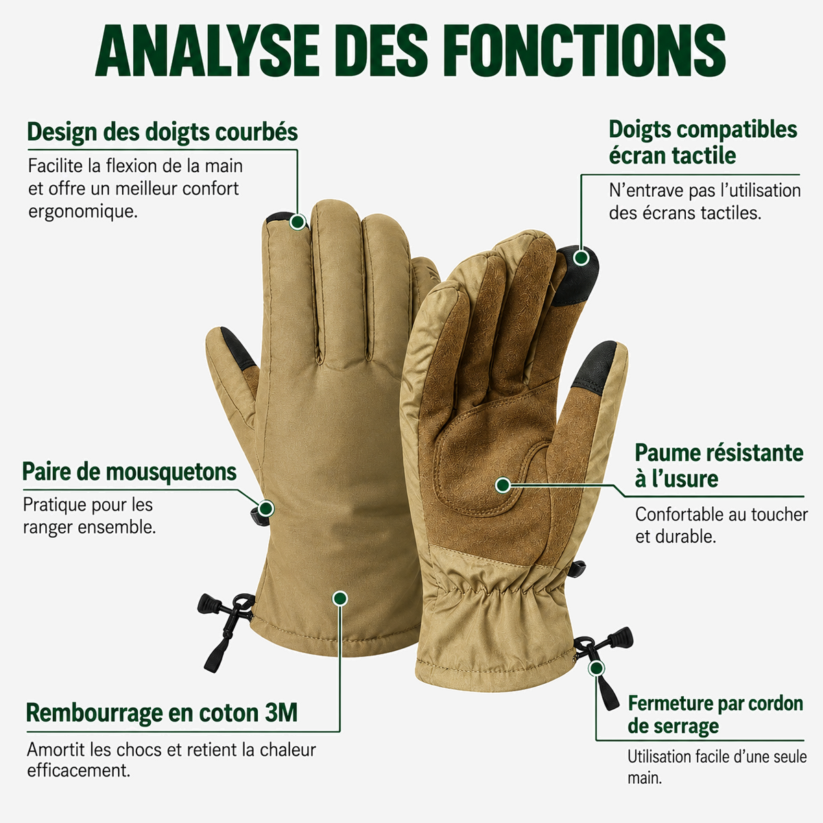 Gants de randonnée imperméables tactiles