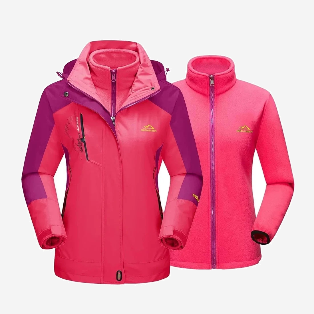 Veste de randonnée femme 3 en 1 à polaire amovible