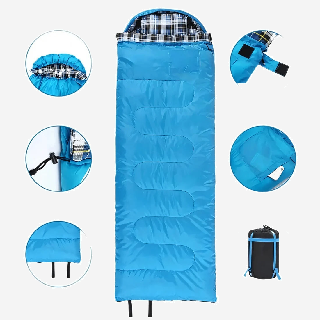 Sac de couchage flanelle avec oreiller 220 cm