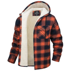 Veste-chemise en flanelle doublée sherpa à capuche homme
