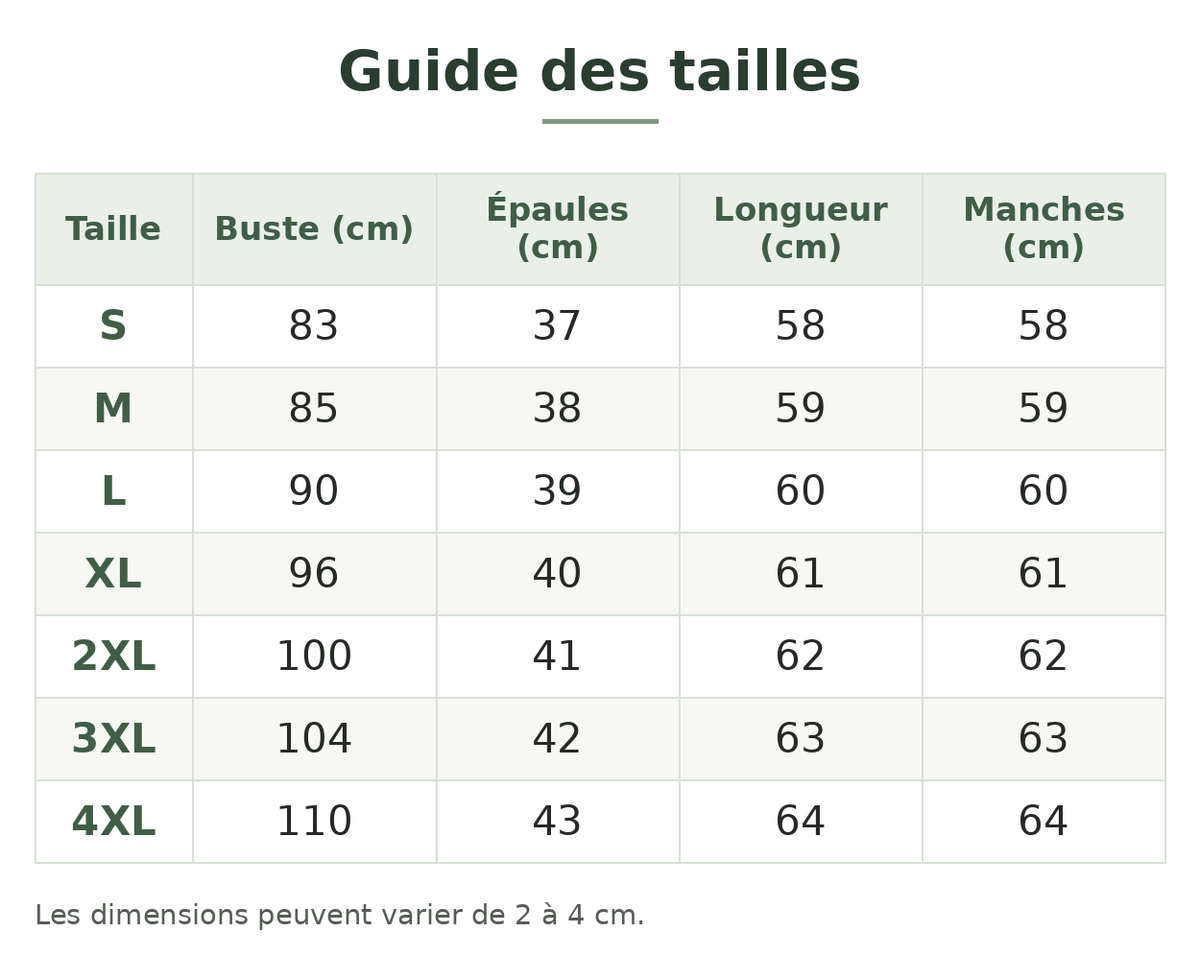 Guide des tailles — Doudoune randonnée fine femme Image