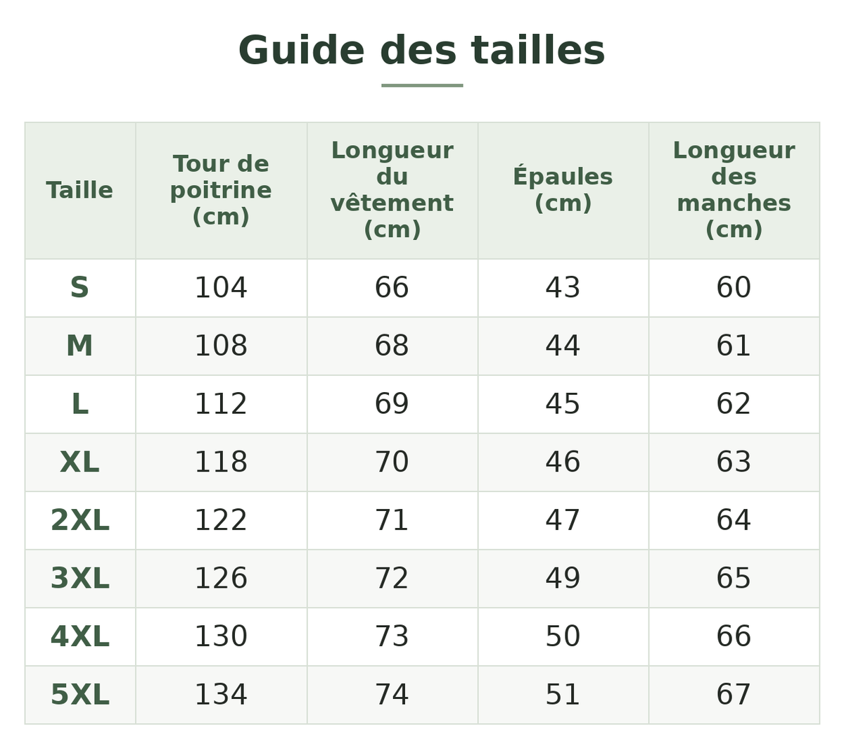 Guide des tailles — Doudoune randonnée homme ultralégère Image