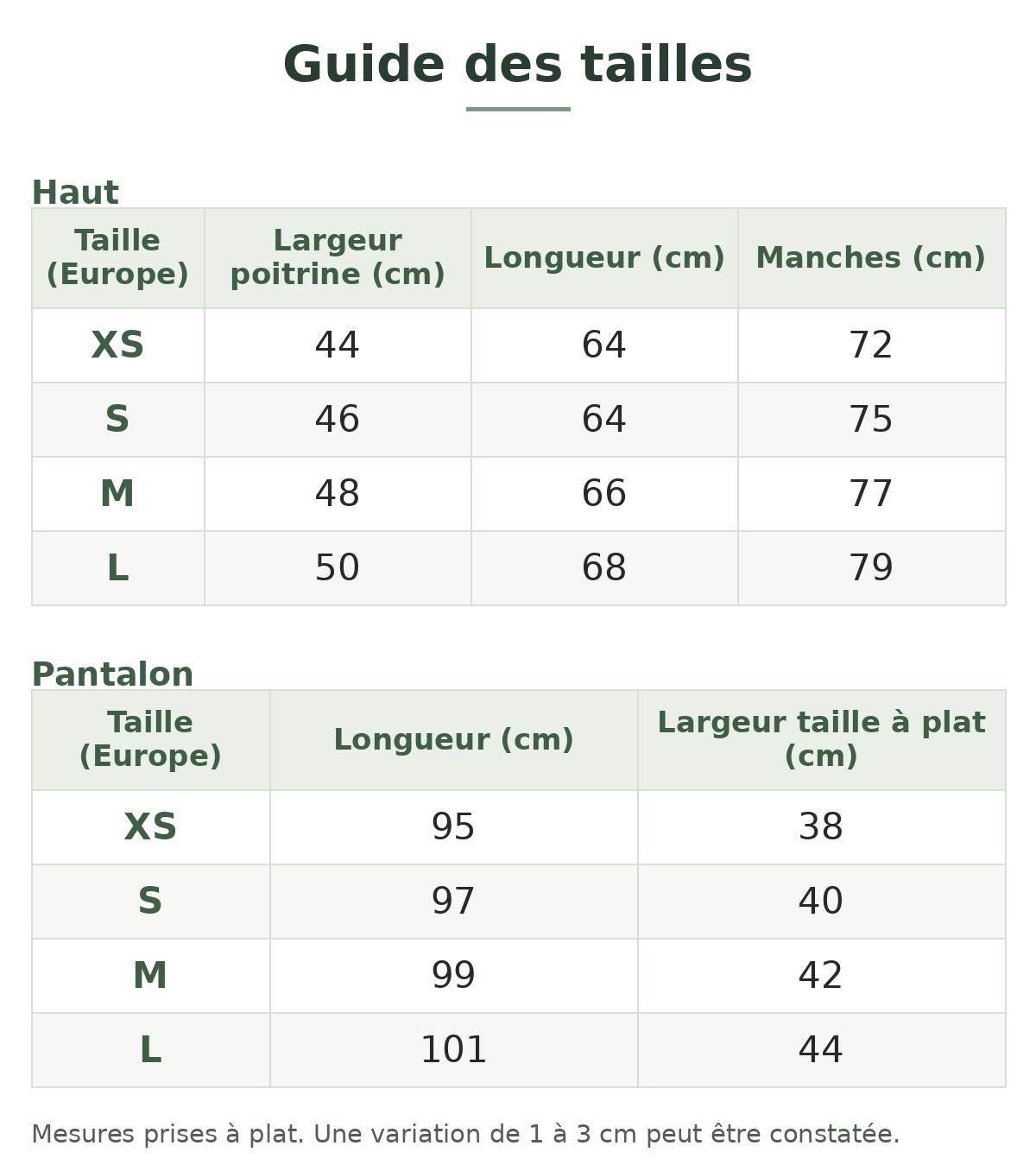 Guide des tailles — Sous-vêtement thermique homme doublé polaire Image