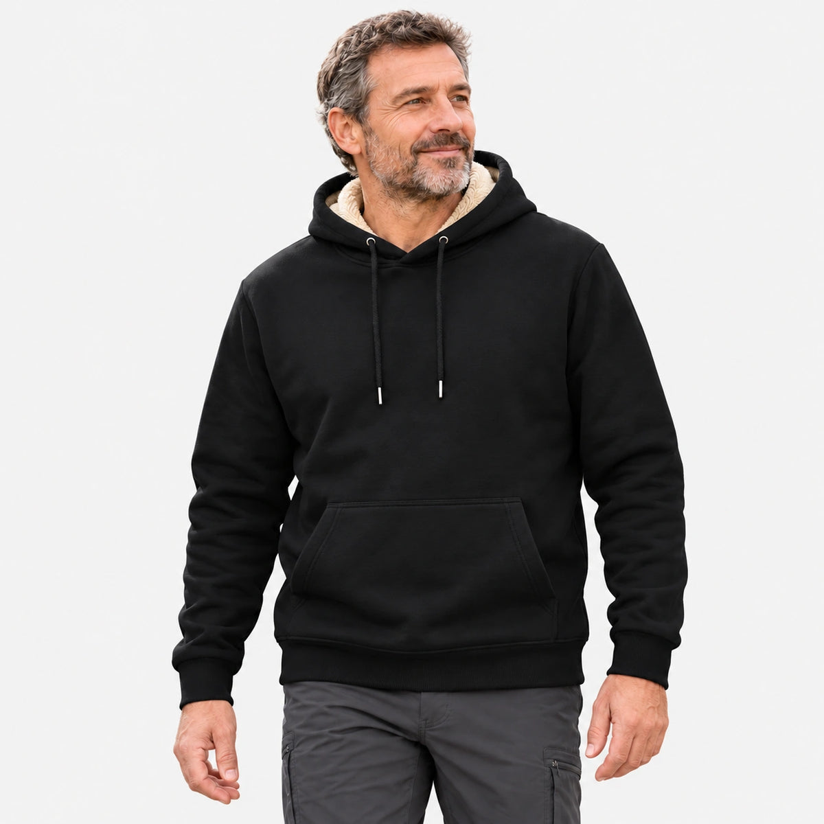 Sweat polaire à capuche homme — Vue portée extérieure