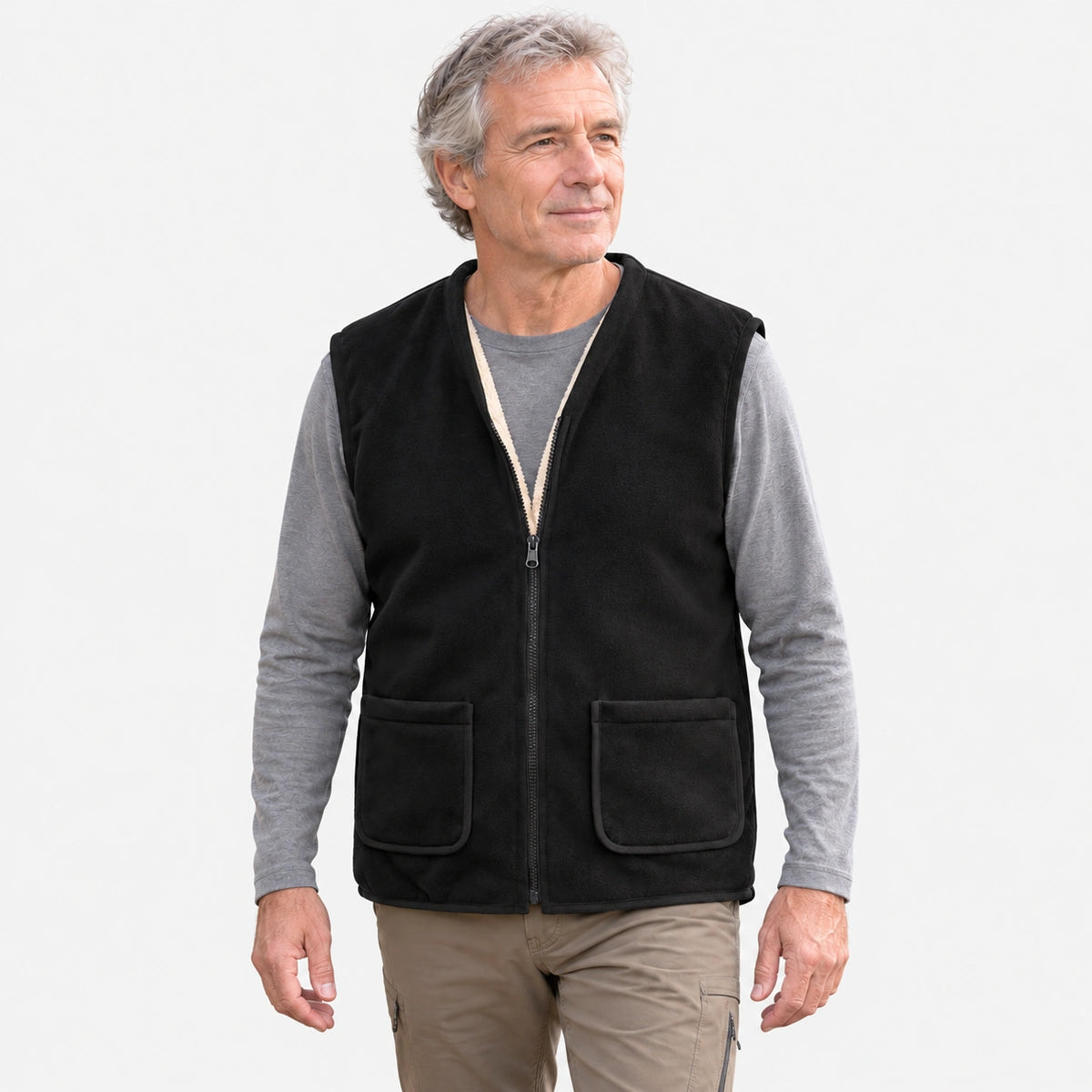 Gilet polaire sans manches homme — Vue portée extérieure