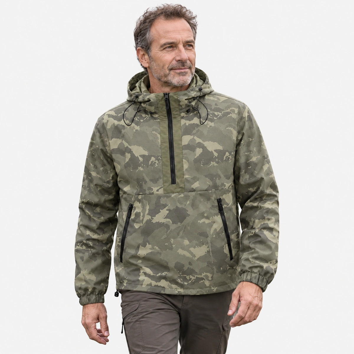 Anorak de randonnée imperméable homme — Vue portée extérieure
