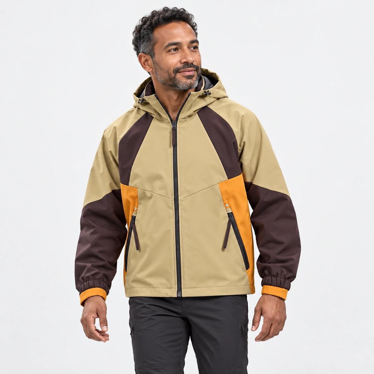 Veste de randonnée imperméable à capuche — Vue portée extérieure