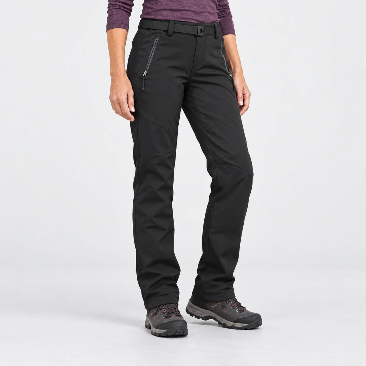 Pantalon de randonnée hiver femme doublé polaire — Pantalon porté en randonnée