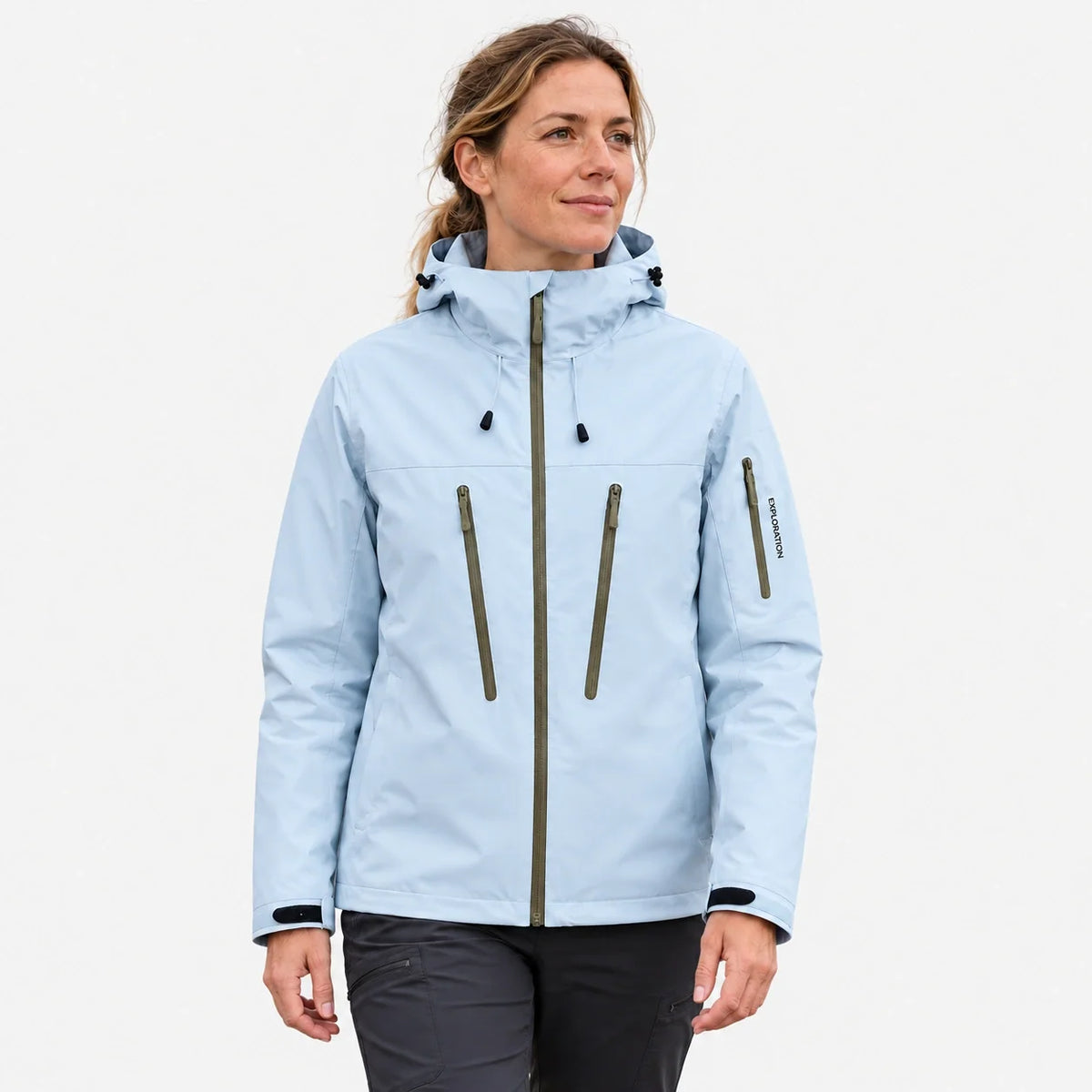 Veste de randonnée imperméable coupe-vent - photo portée